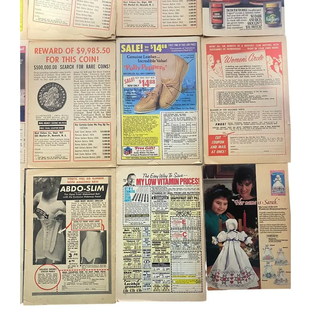 Vintage Workbasket Magazine Lot of 15 - 1962-1993 Crochet Knit Sewing Patterns